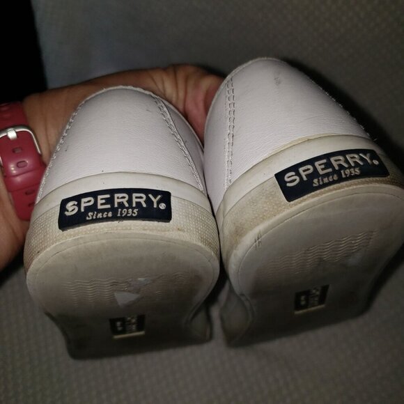 Sperry Top-Sider White Leather Slip-on Sneakers Womens Shoes Size 8.5 Pre-Owned - Picture 5 of 12